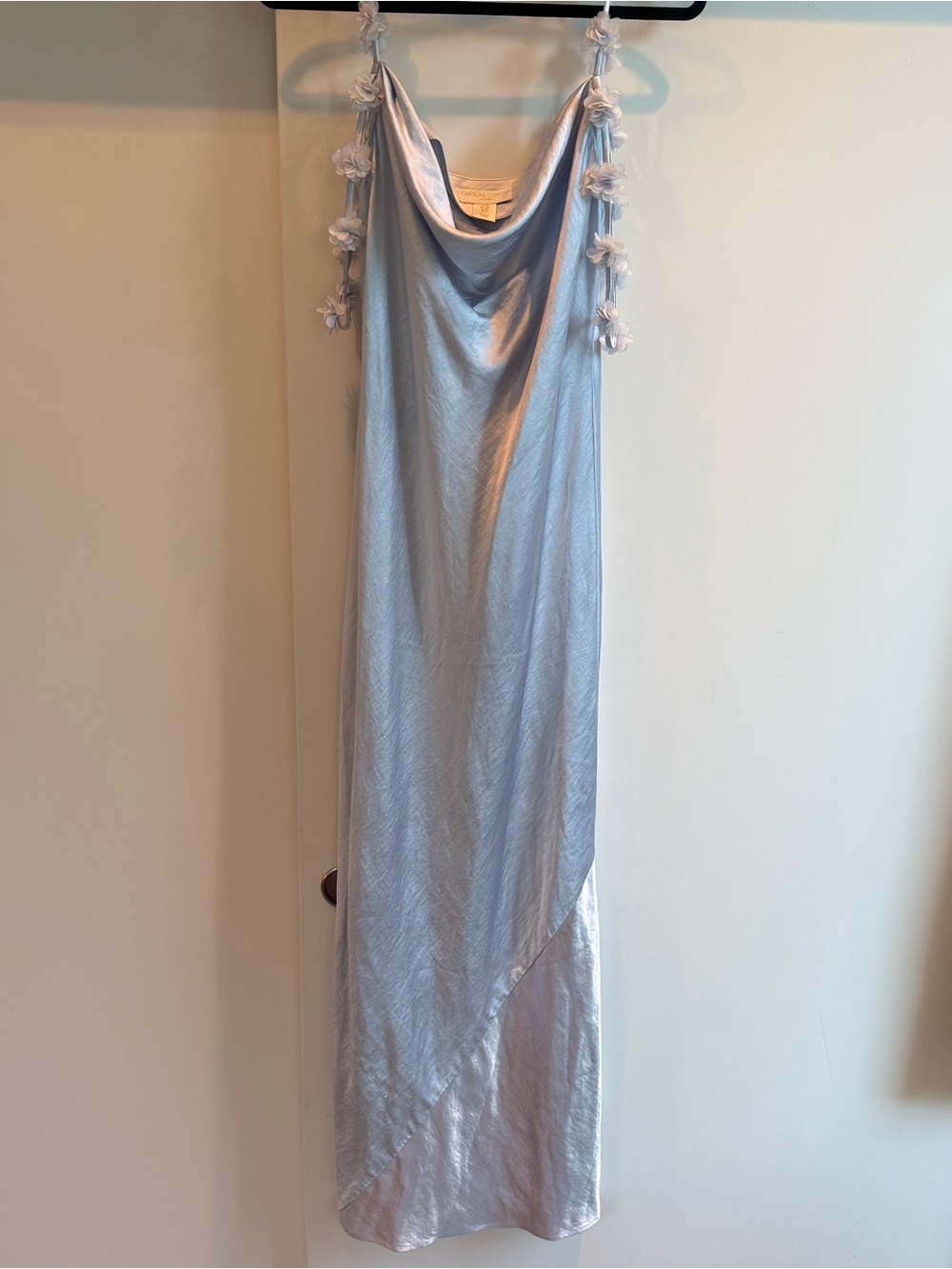 Caroline Constas Soft Blue Cowl Neck Maxi Dress